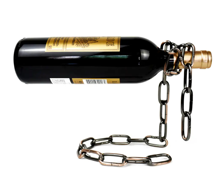Magischer Weinflaschenhalter aus Eisenkette